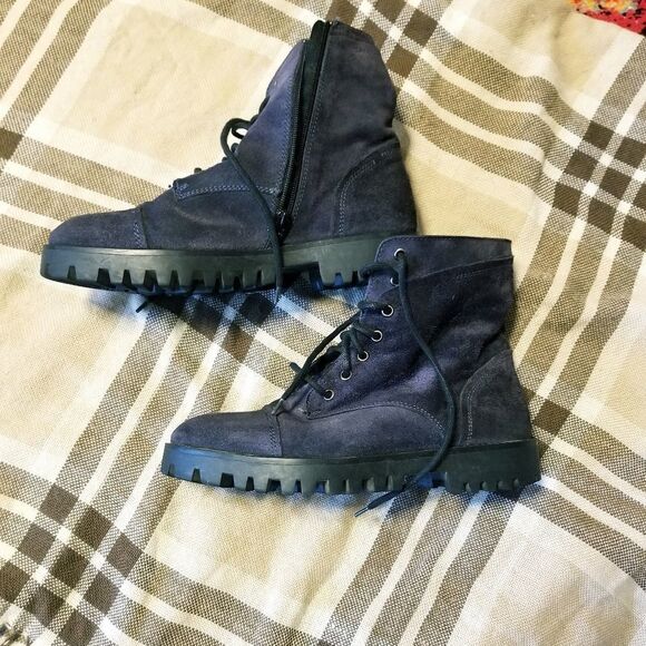 Manas gray suede lace-up combat  boots sz 8.5/9 - Picture 5 of 13